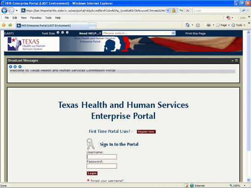 Screen shot of Enterprise Portal Logon page
